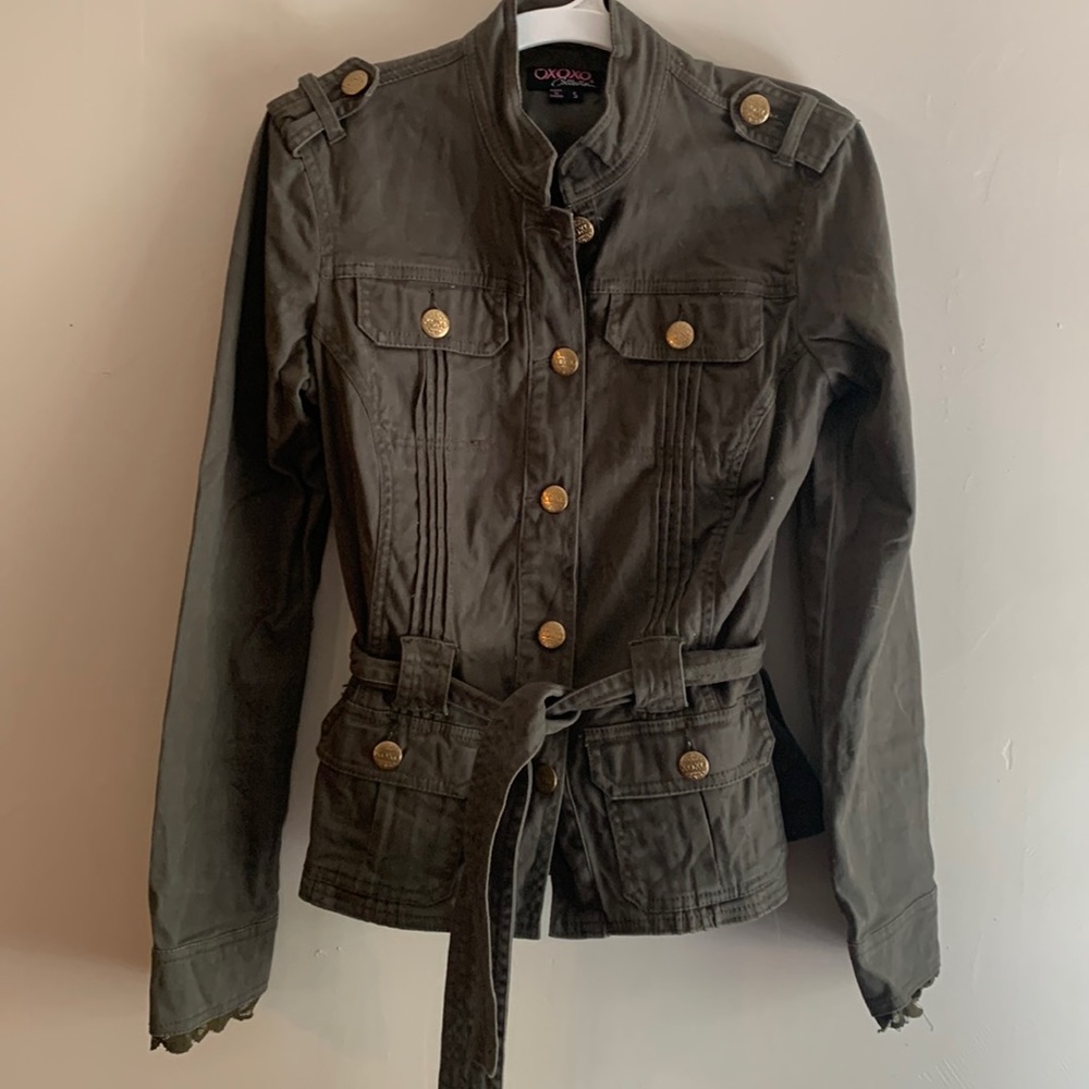 XOXO military jacket with mandarin collar. Size small